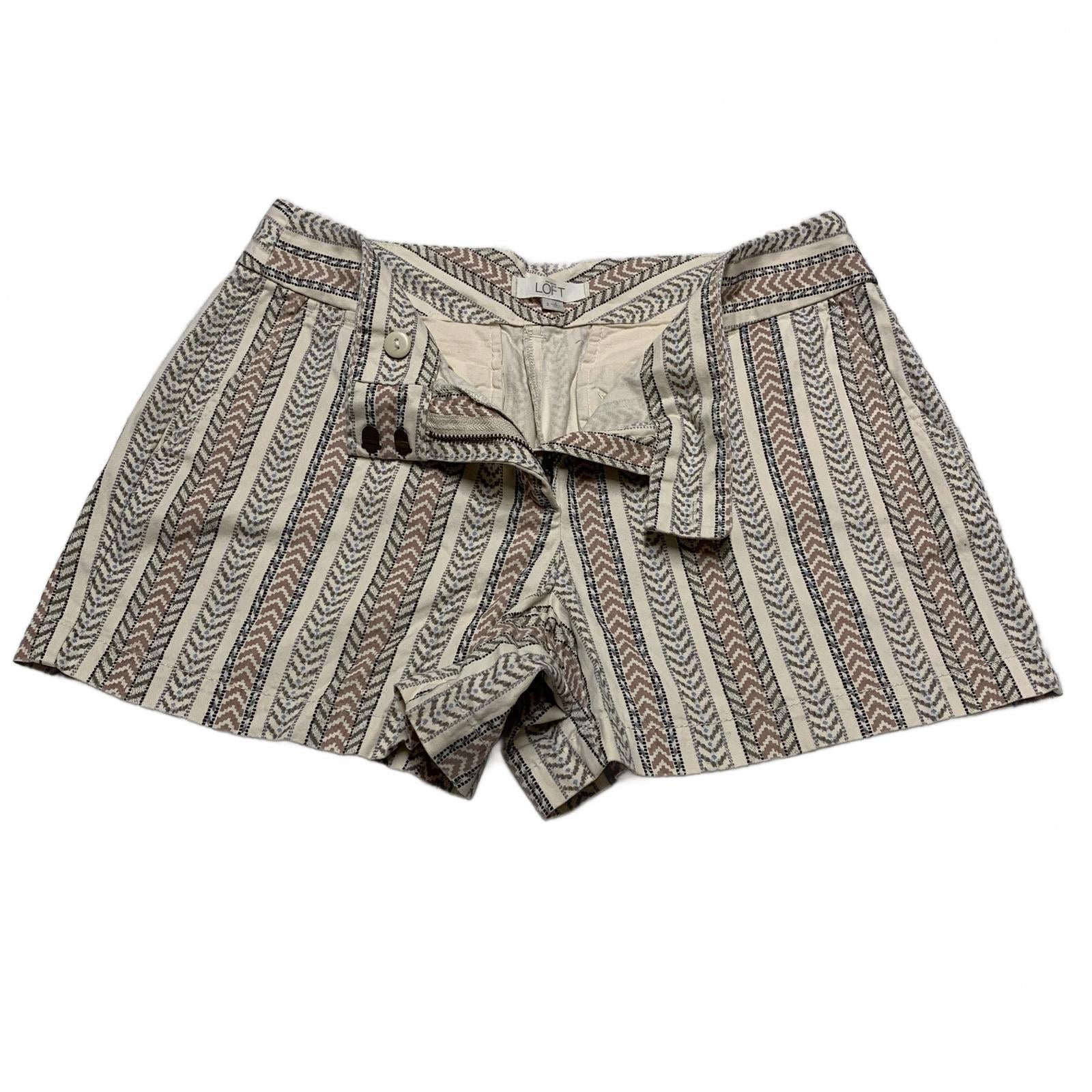 LOFT Women's Size 2 Neutral Beige Vertical Striped Shorts W 30.5 India
