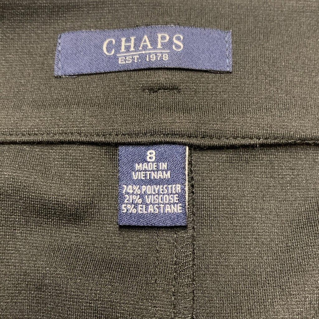 Chaps Women’s Size 8 Black Stretch Belt Loops Pencil Skirt Knee Length Side Zip