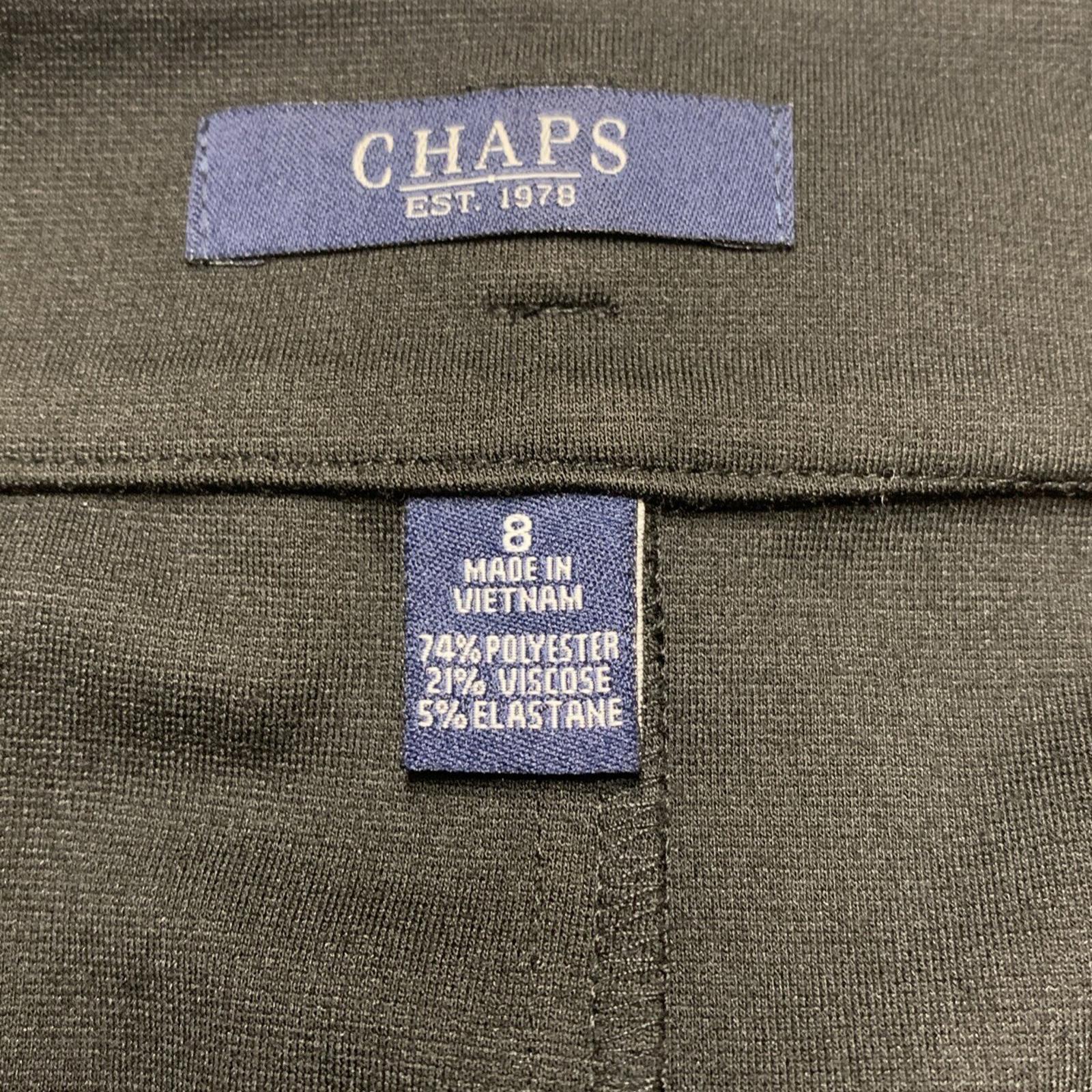 Chaps Women’s Size 8 Black Stretch Belt Loops Pencil Skirt Knee Length Side Zip