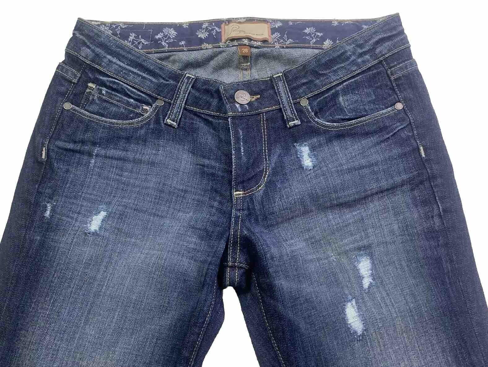 Paige Skyline Jeans Women’s Size 26 Slim  Ankle Leg Low Rise Distressed W28x29L