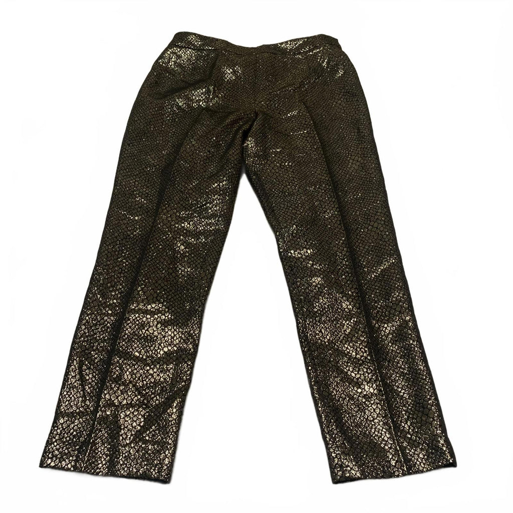 Anne Klein Womens Size 8 Metallic Gold Black Snake Skin Patterned Pants