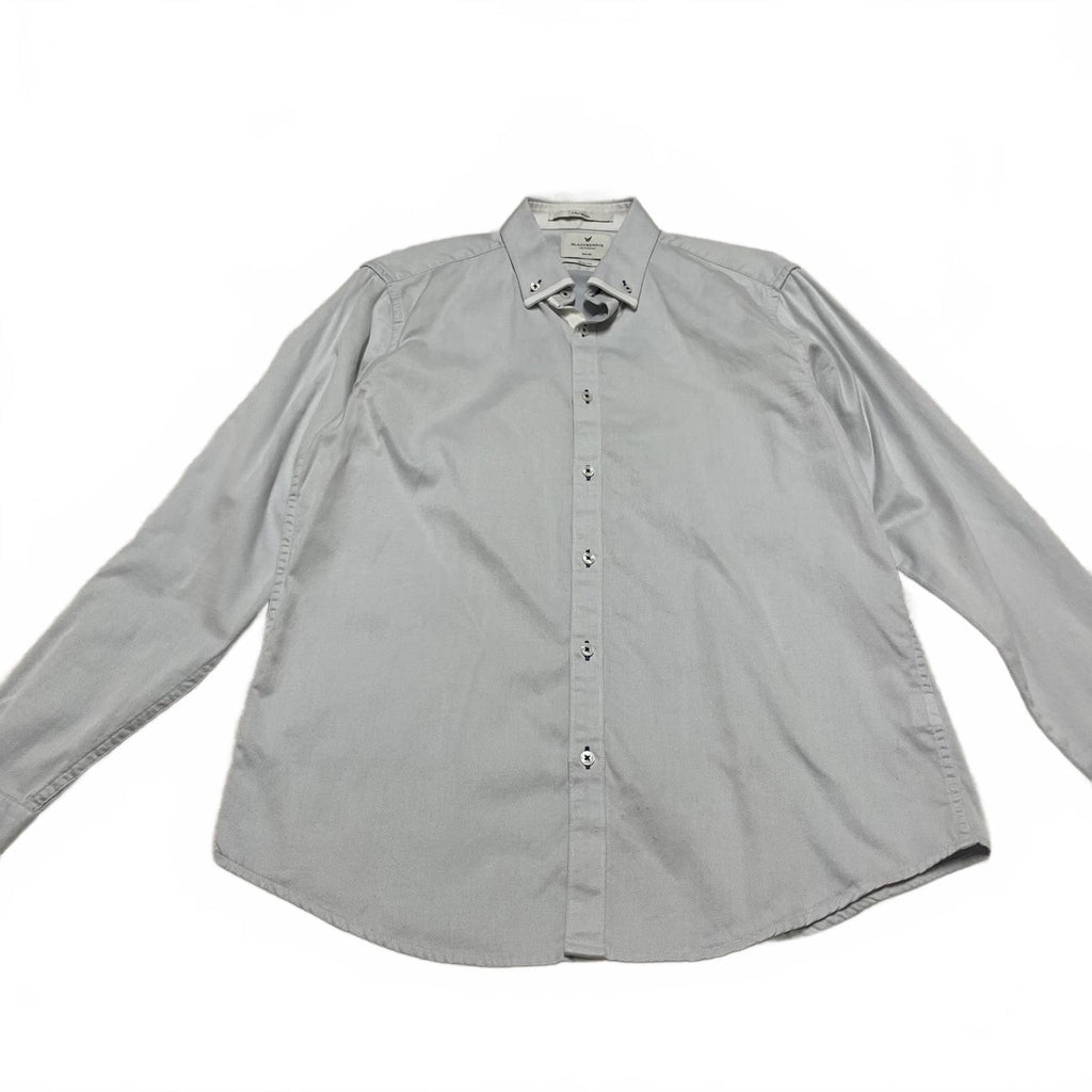 Blackberrys Mens Size L/40 Blue Gray Slim Fit Dress Shirt 2 Ply Ultra