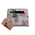 Girls White Pastel Floral Pattern 3"1/4x4" Bifold Snap Wallet by LB Money