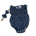 Adorable Baby Girl Size 3-6 Months Blue Floral Ruffled Romper with Headband