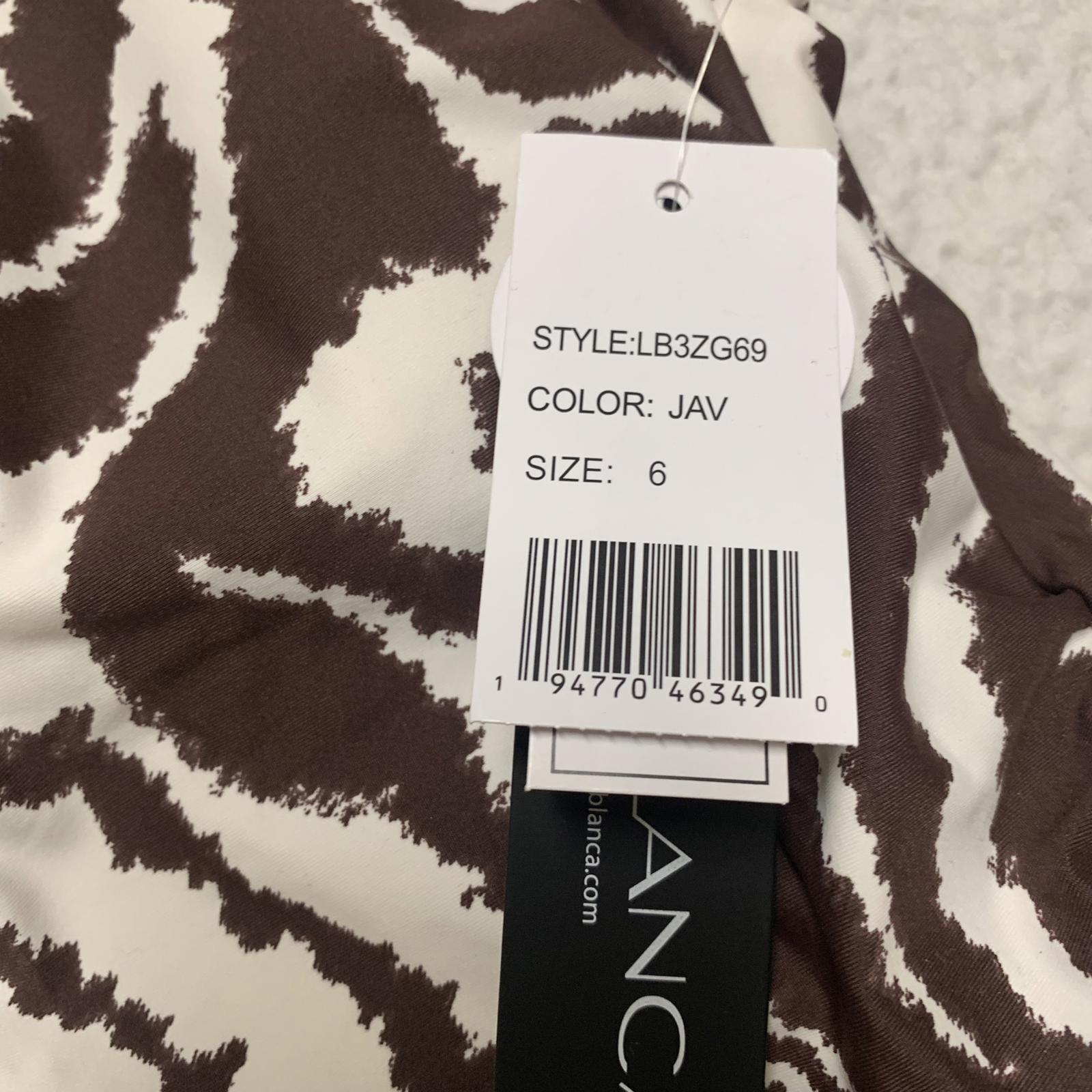 La Blanca Women's Sz 6 Zebra Brown Tan Print Tankini Top Built in Bra Support