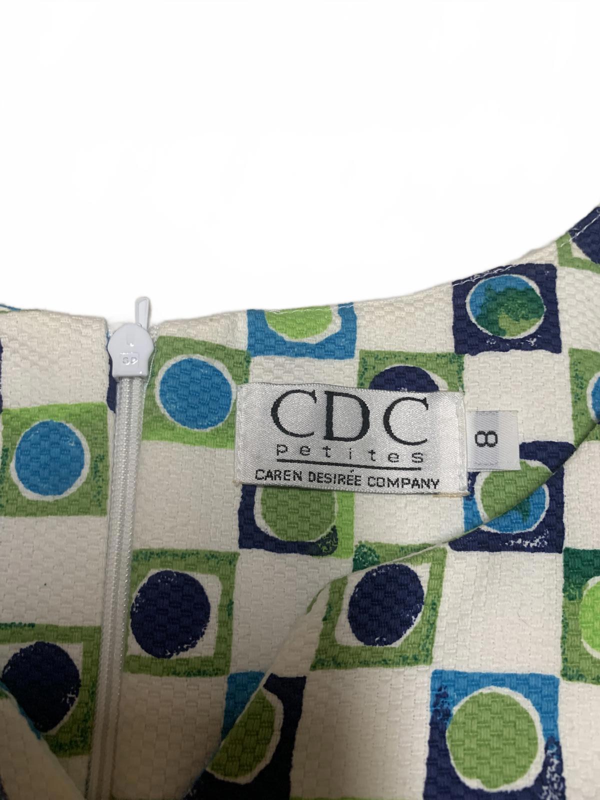 CDC Petites Geometric  Sleeveless Sz 8P A-Line Dress Summer- Ready Made in USA