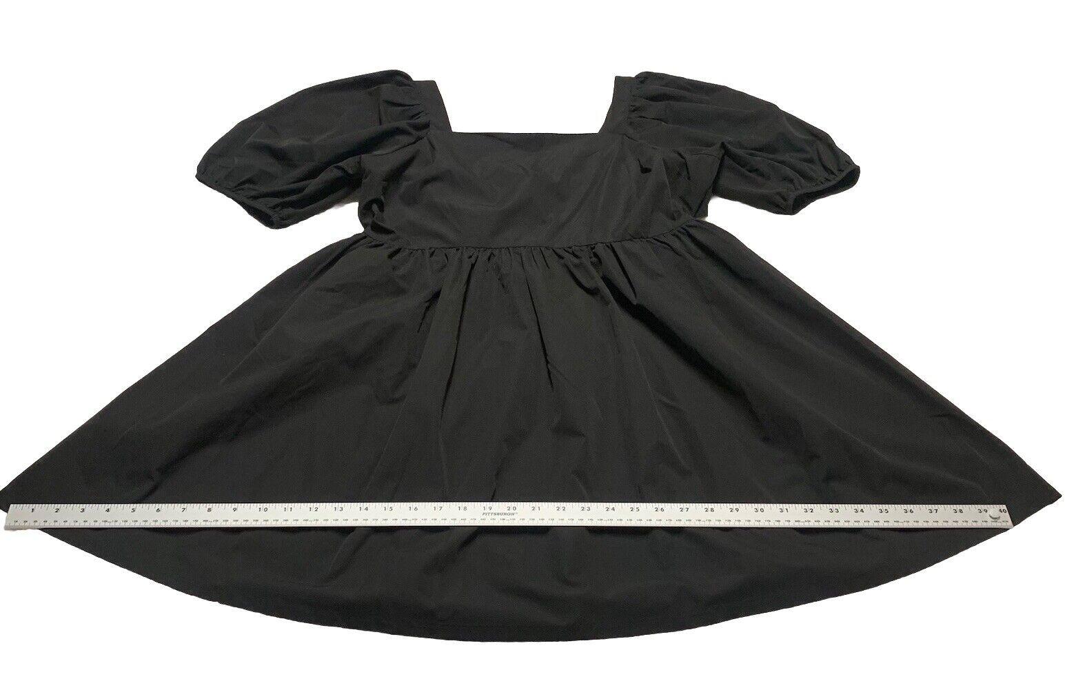 H&M Women’s Size Large Black Sun Dress Puff sleeve Vacation A-Line Cut