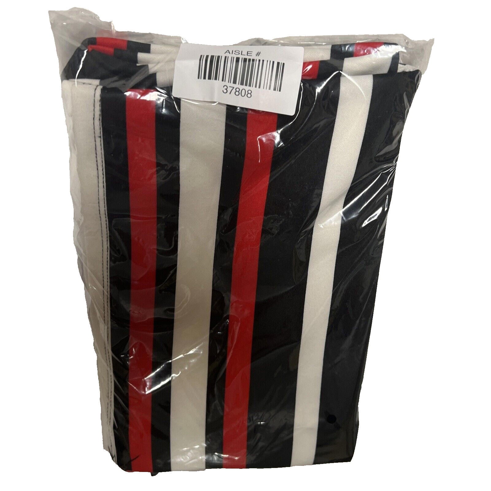 NYCC Women's Size M Red Black Bold Stripe Knee Length Modest Pencil Skirt