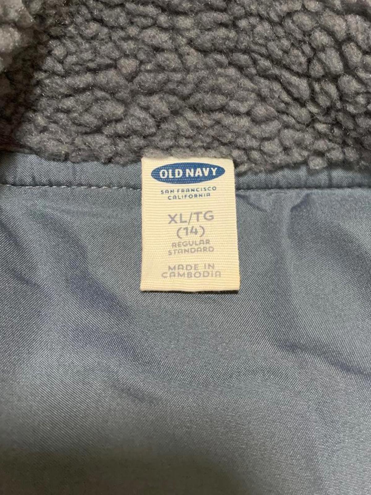 Old Navy Girl’s Size XL TG 14R Gray Fleece Jacket Pink Accent