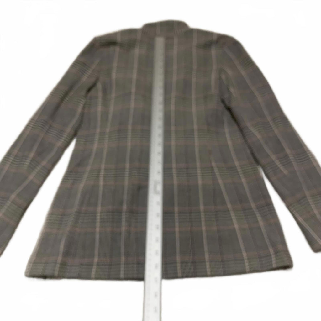 Treasure & Bond Women's Plaid Blazer Jacket XS Black Pink Gray 1-Button Stretch
