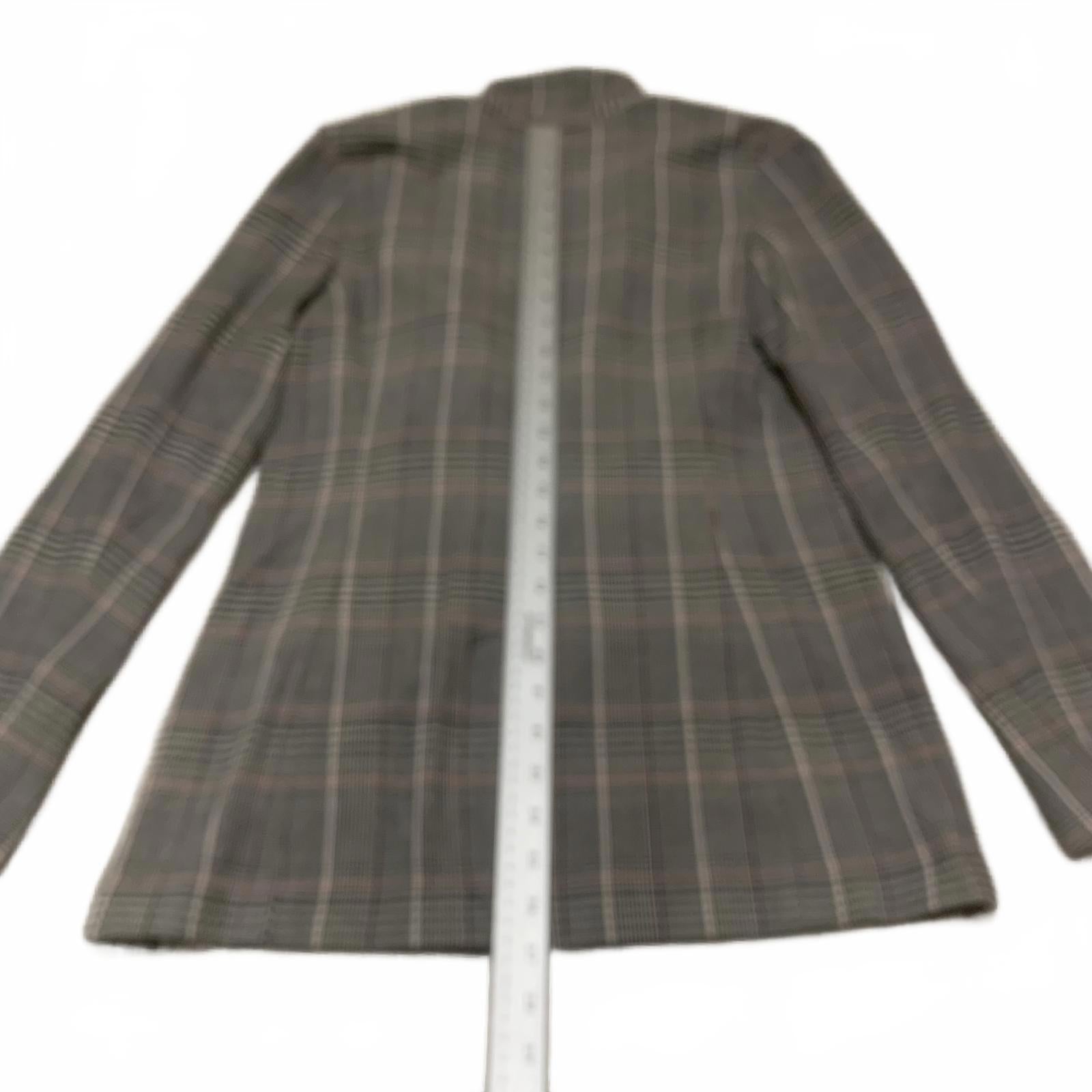 Treasure & Bond Women's Plaid Blazer Jacket XS Black Pink Gray 1-Button Stretch