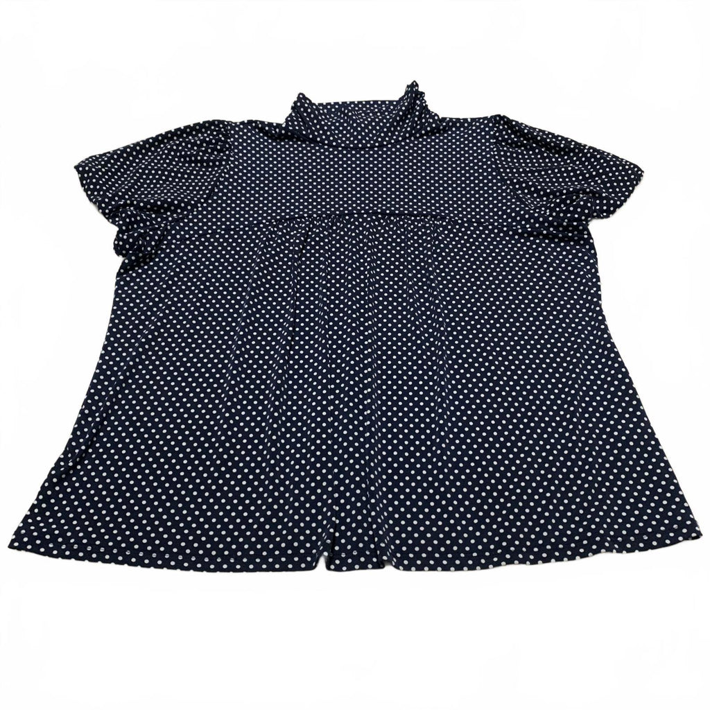 Dressbarn Women's Size 3X Navy White Polka Dot Blouse USA