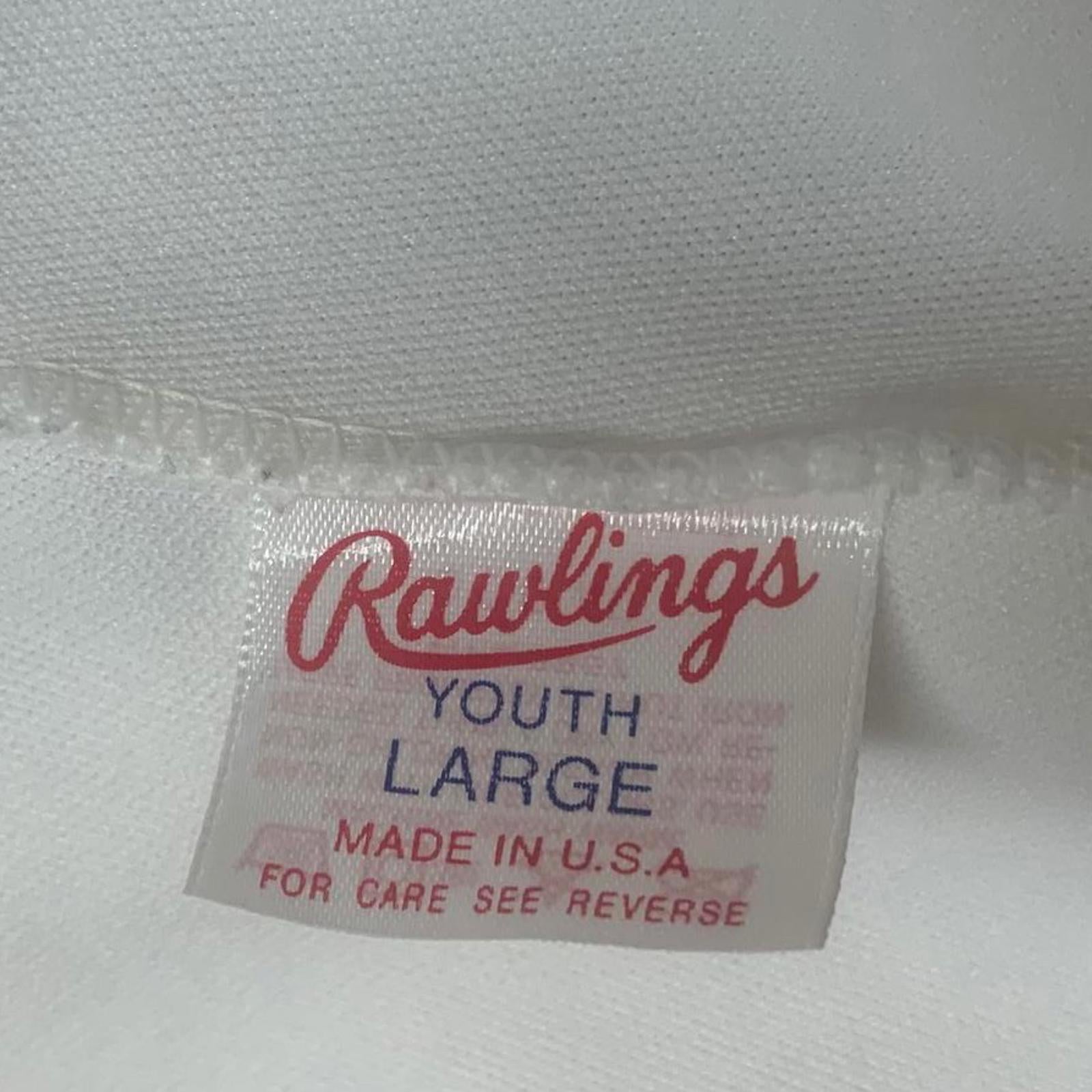 VTG 80s Rawlings Boy Sz Youth L White Track Pants Stripes Orange Black USA
