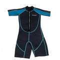 Seaskin Child Unisex Shorts Size 3 Black Teal Short Sleeve Wetsuit Bathing Suit