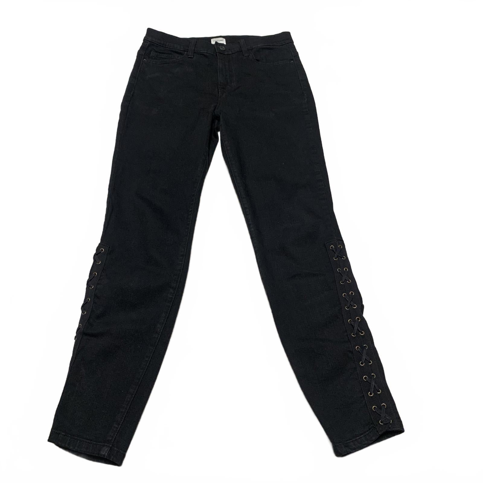 Sneak Peek Juniors Size 7 Black Wash Lace-Up Side Jeans 27.5 x 27
