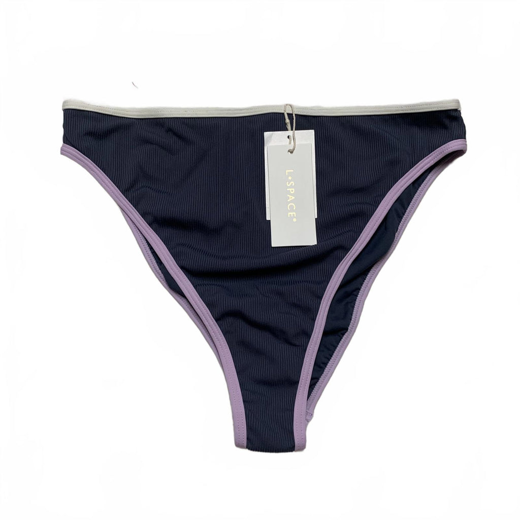 L*SPACE Women's Size XLarge Gray & Lilac Ribbed Bikini Bottoms