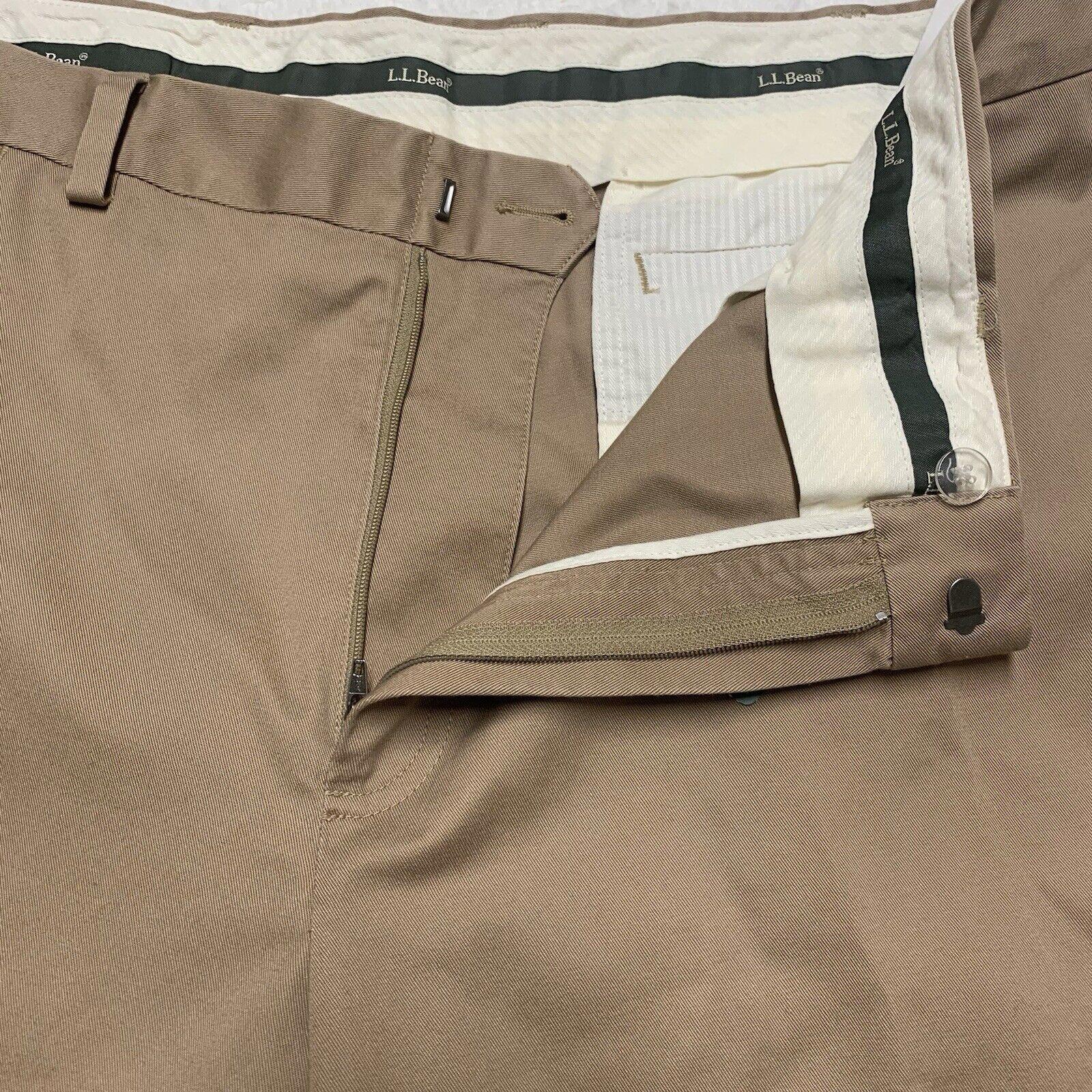 L.L. Bean Dress Slacks Chino Men's Sz 42 Wide Dark Khaki