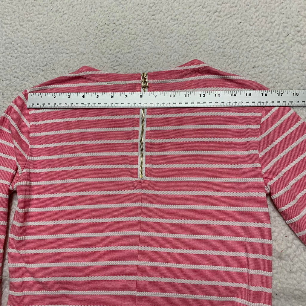 Sail to Sable Juniors Size X-Small Pink White Striped Long Sleeve Summer Dress