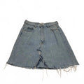Zara Women's Size M Blue Distressed light wash Denim Skirt Pearl Bead Details