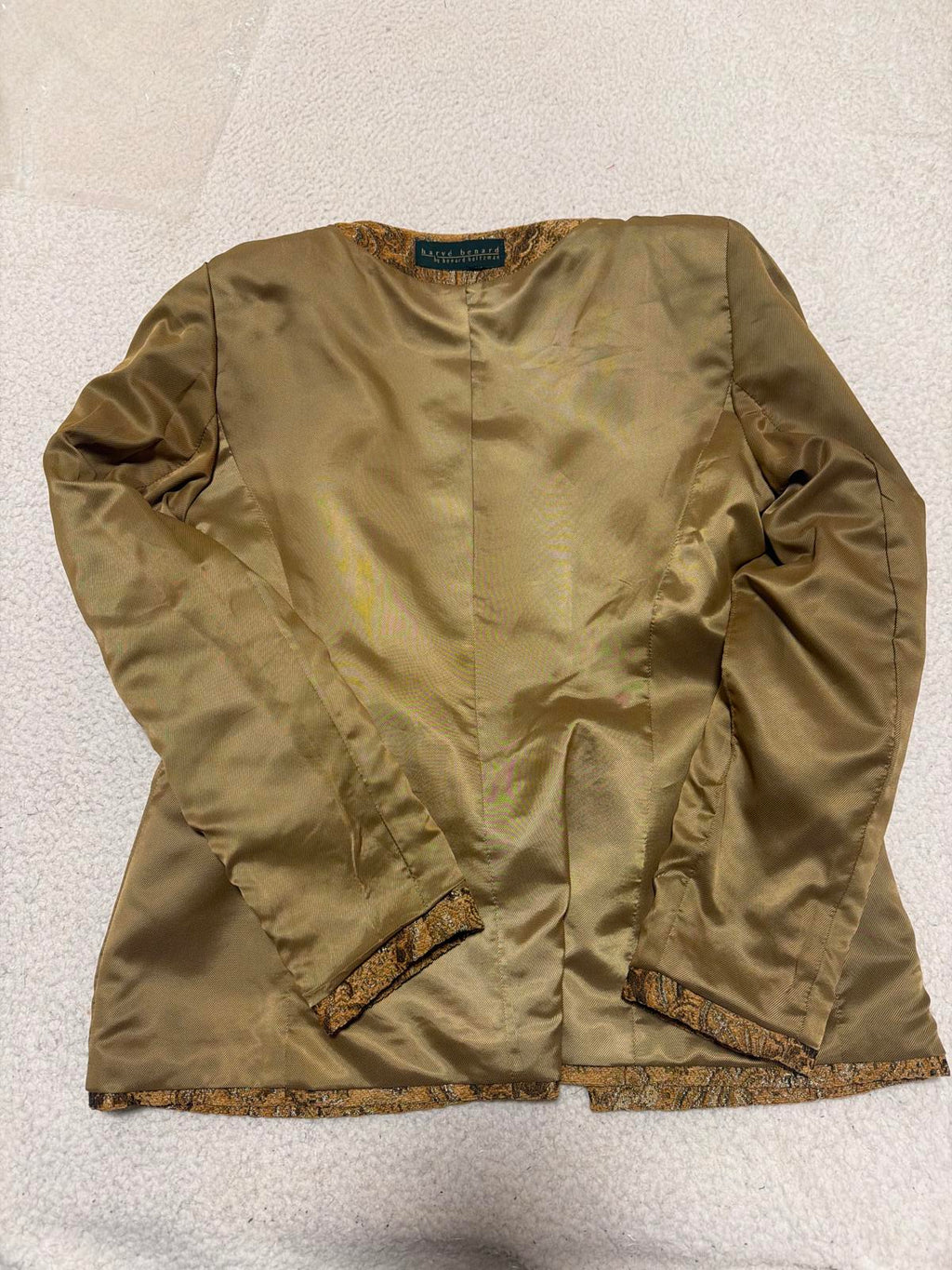 Harvé Benard Women's Size M/L Quilted Zip Jacket Mustard Gold Paisley Pattern