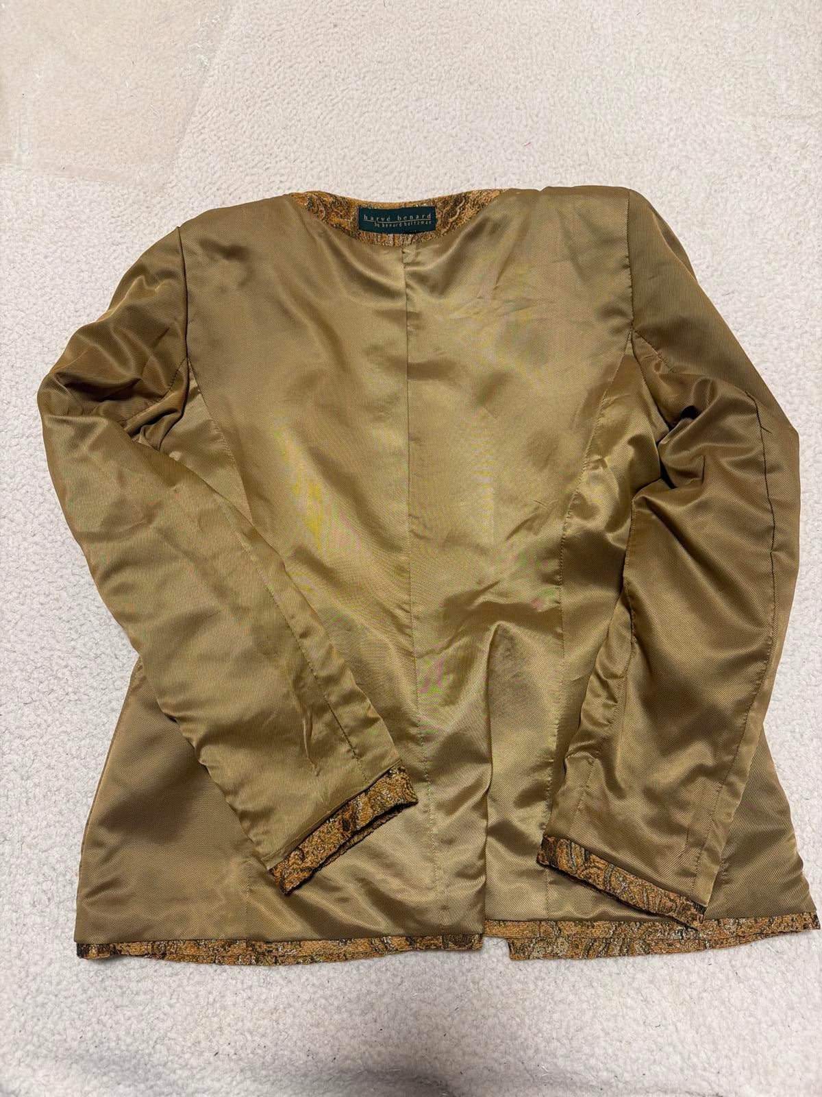 Harvé Benard Women's Size M/L Quilted Zip Jacket Mustard Gold Paisley Pattern
