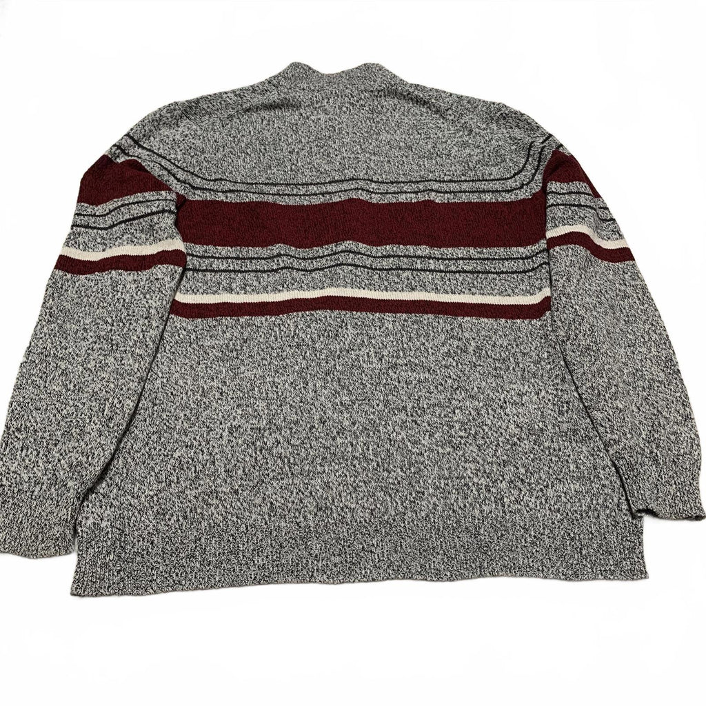 Croft & Barrow Men's XL Gray Burgundy Striped Sweater Cotton