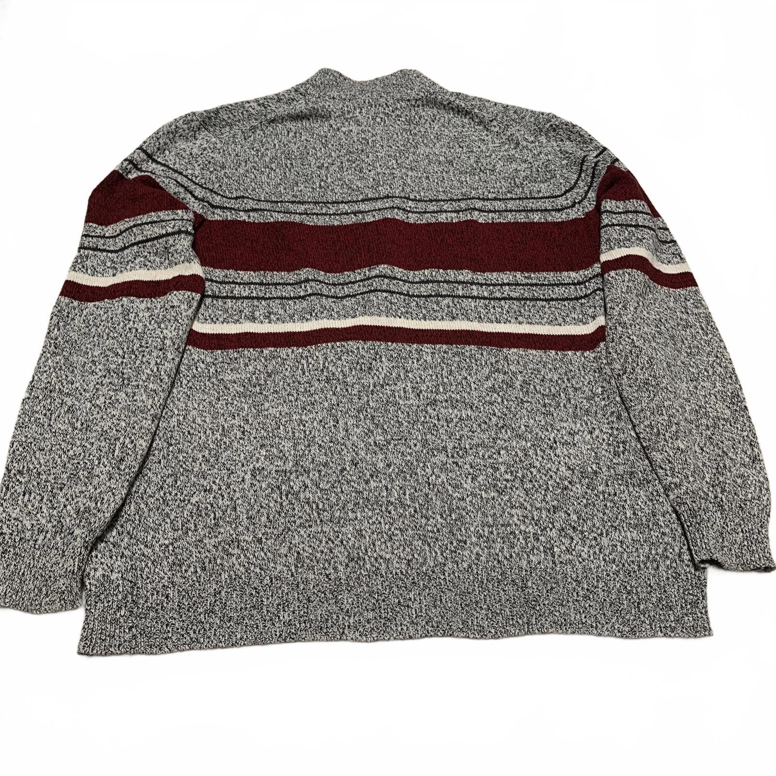 Croft & Barrow Men's XL Gray Burgundy Striped Sweater Cotton