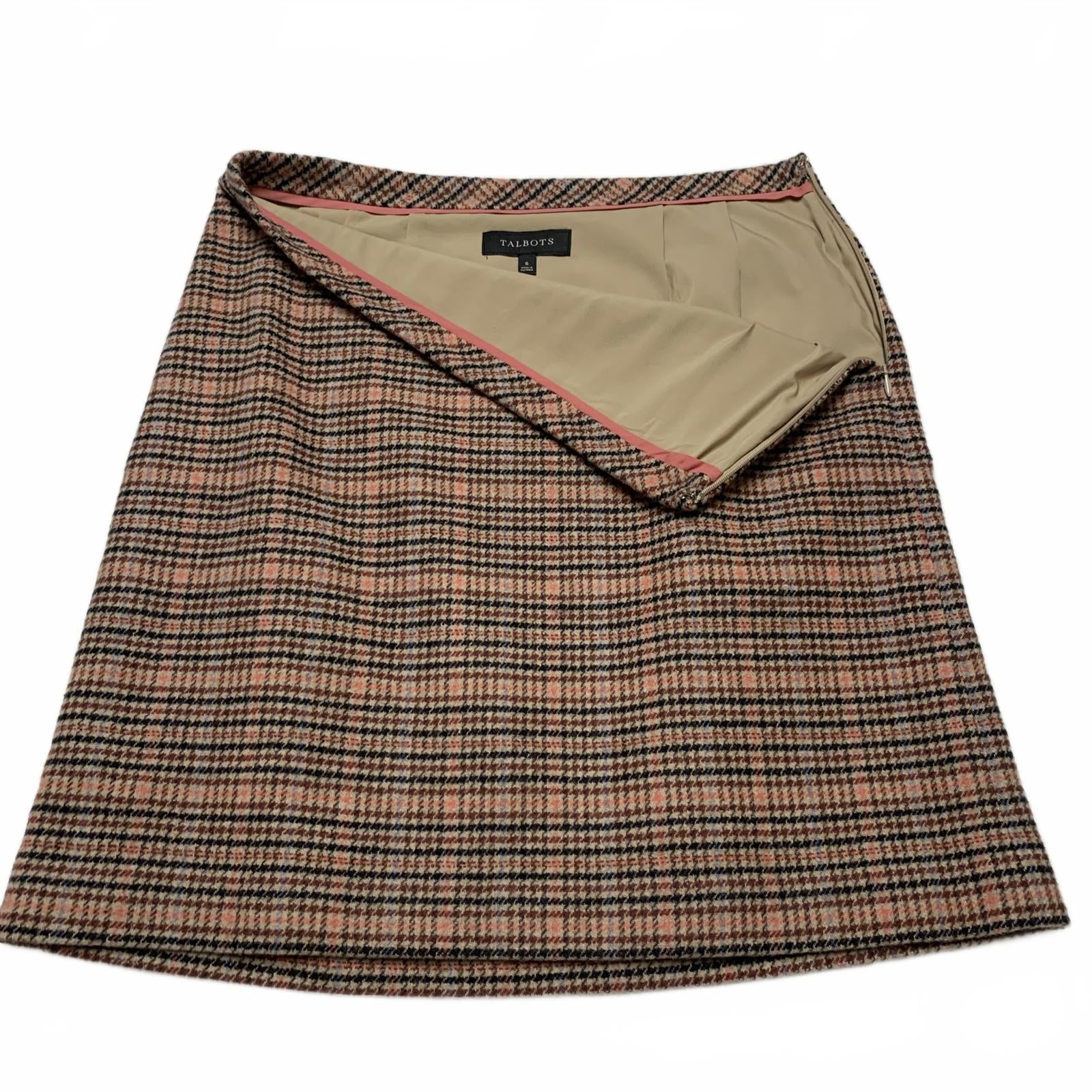 Talbots Womens S 6 Pink and Black Plaid Skirt W30 Pencil