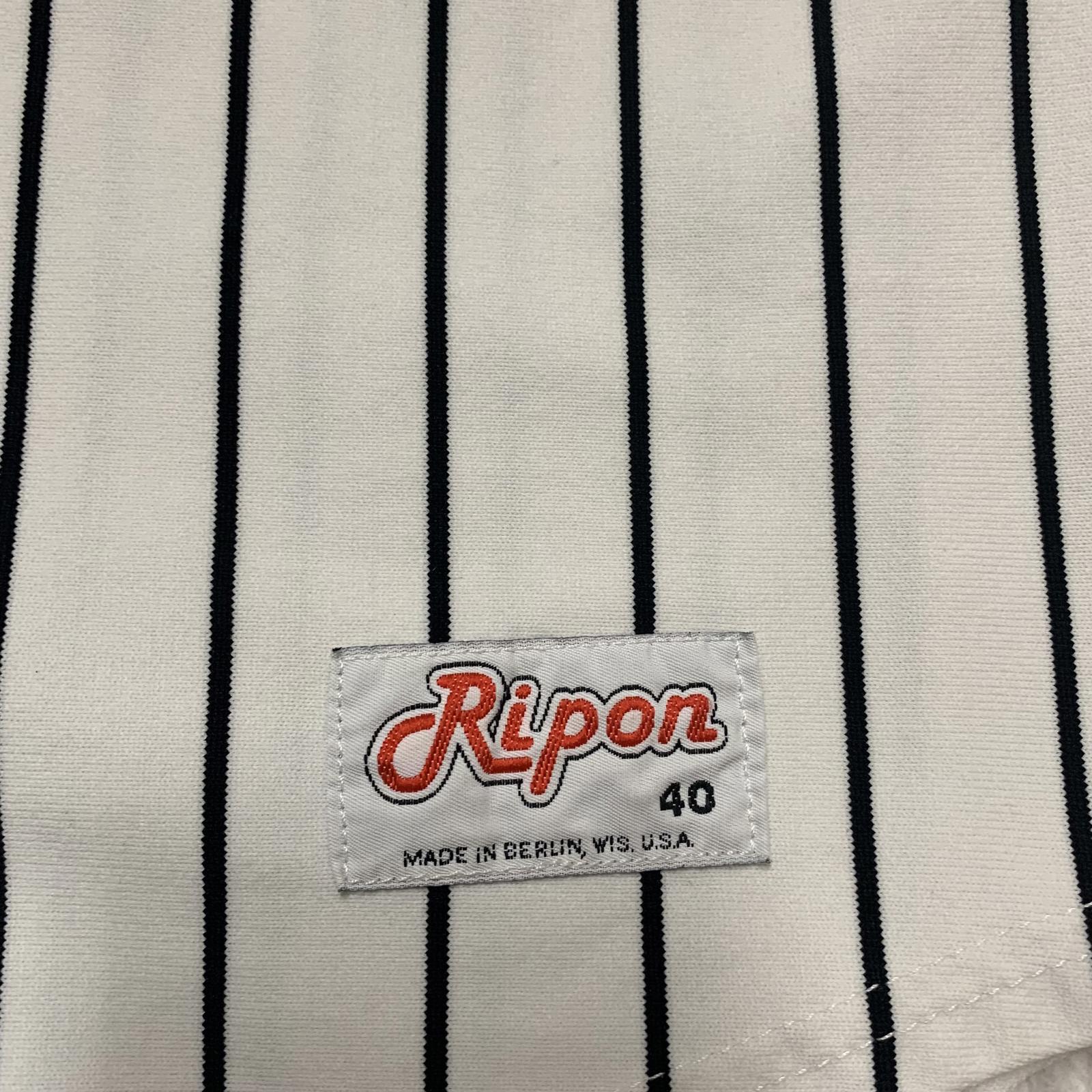 Ripon Athletic PRIDE #1 Mens Sz 40 White Striped Baseball Jersey Sleeveless USA