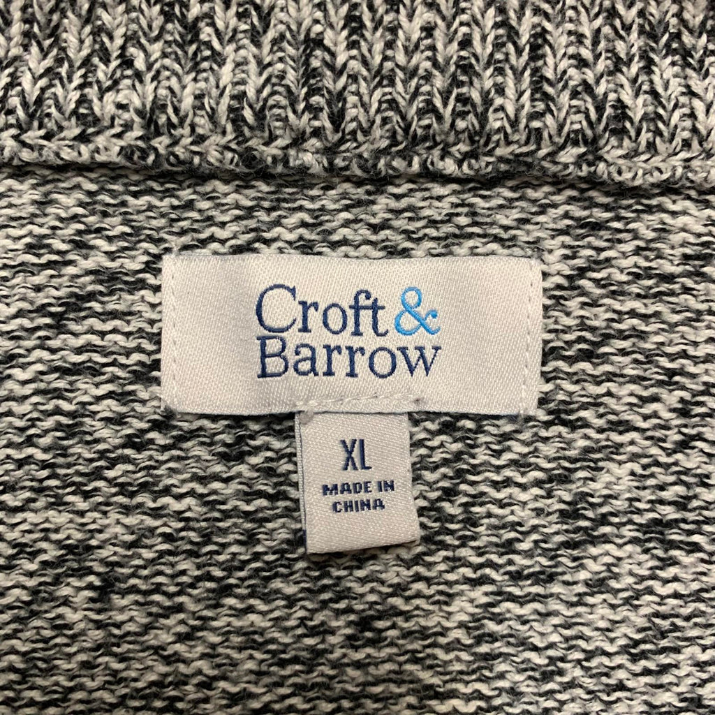Croft & Barrow Men's XL Gray Burgundy Striped Sweater Cotton