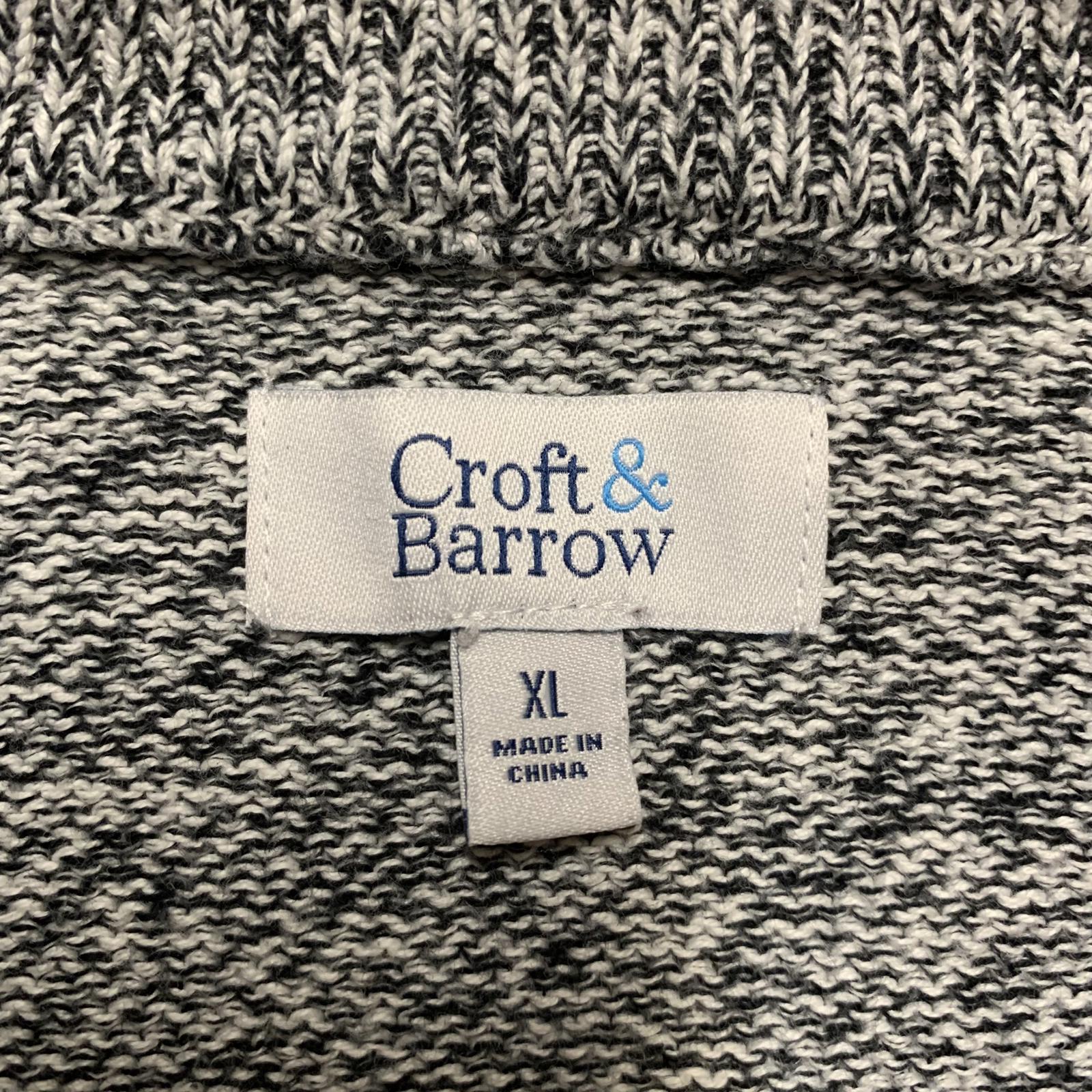 Croft & Barrow Men's XL Gray Burgundy Striped Sweater Cotton