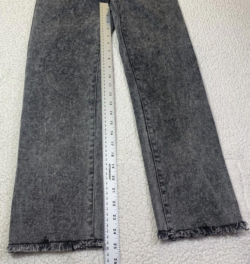Kendall + Kylie Girl's Jeans Sz 3/27 Black  The Icon High Rise Boo Wash Fray Hem