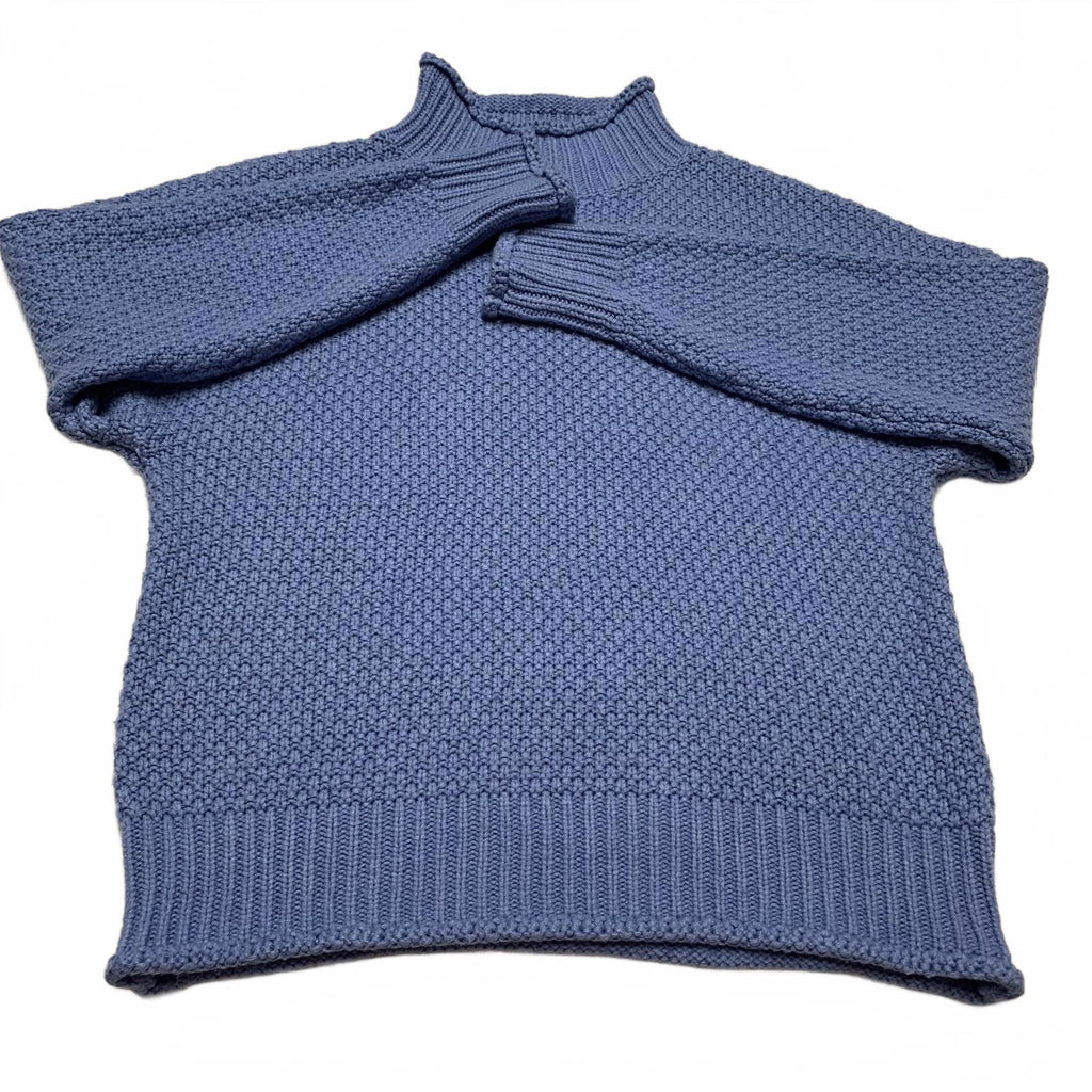 Fashion Women's Unisex M Blue Textured Crew Neck Sweater