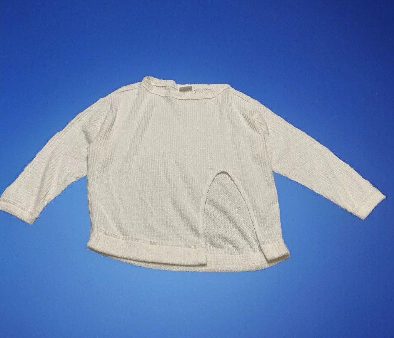 Out From Under UO Women XS  Ivory Oversized Waffle Knit Layering Top Slit
