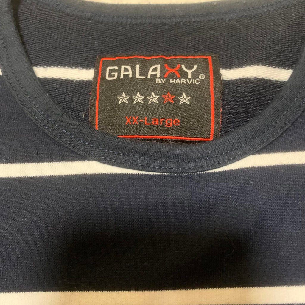 Galaxy Women's Size XXL Navy Blue White Striped Long Sleeve Shirt