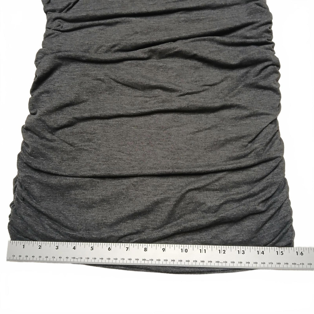Athlete Women's Cap Sleeve Ruched Bodycon Dress Sz Small Gray V-Neck