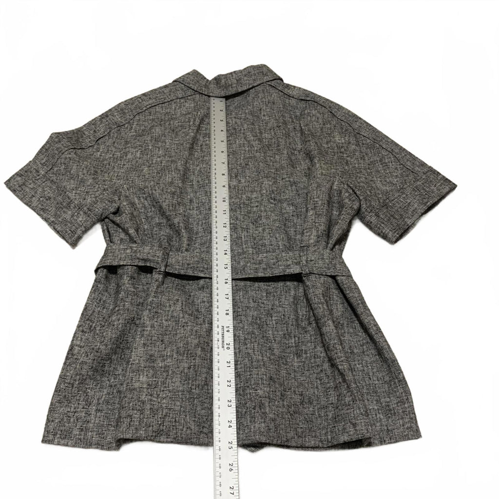 Ann Taylor Women's Size 12 Gray Short Sleeve Belted Blazer
