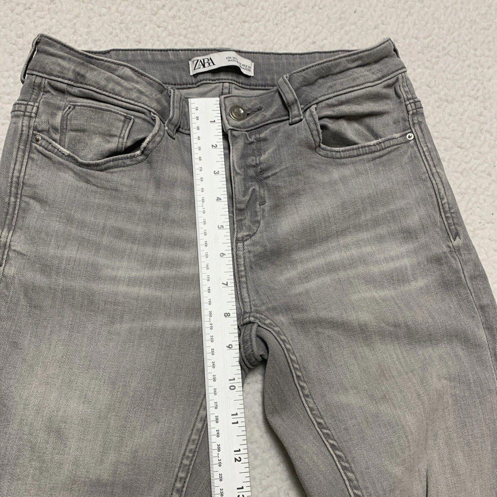 Zara Women's Size 6 Gray Light Wash Skinny Distressed Jeans