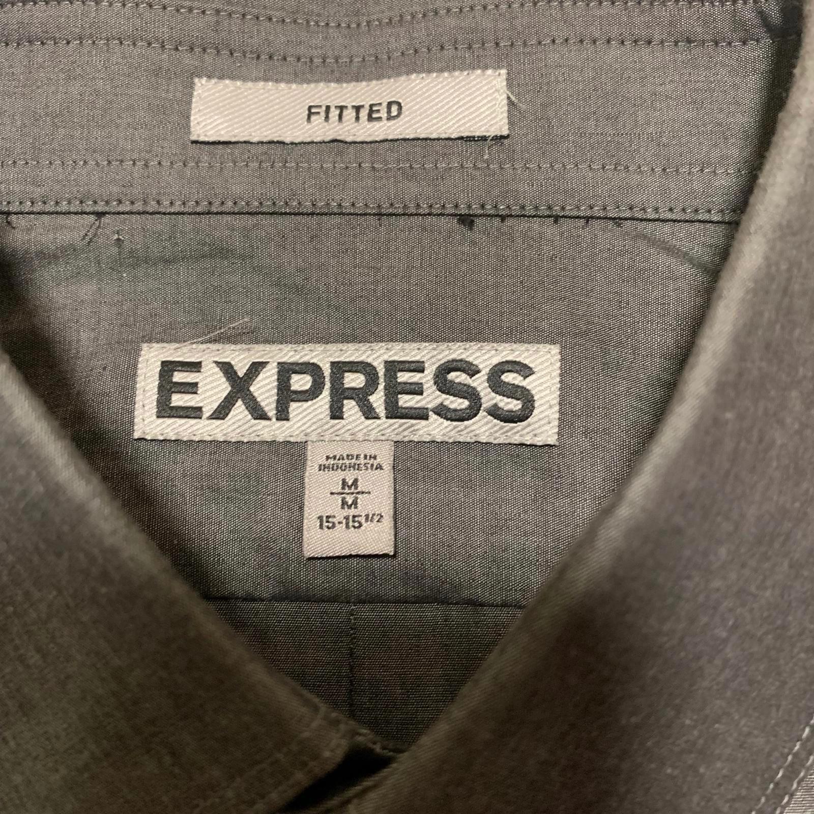 Express Men's Size Medium 15-151/2  Long Sleeve Casual Shirt Gray Western Style