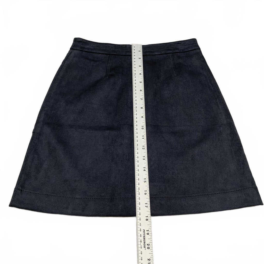 LOFT Petite Sze 00 Petite Suede Mini Skirt Zipper Pockets Charcoal Gray W 26.5