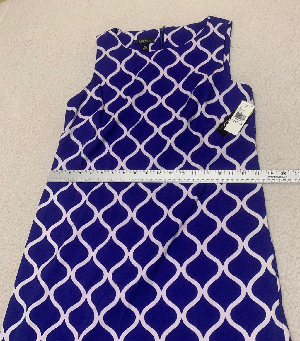 ALYX dress Women's Size 10 Royal Blue White Patterned Sleeveless Dress