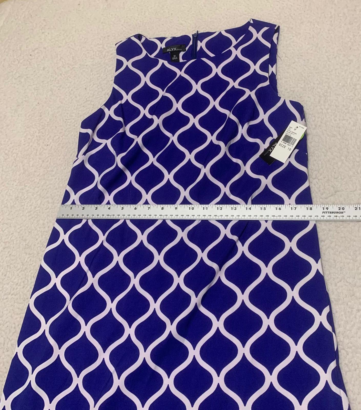 ALYX dress Women's Size 10 Royal Blue White Patterned Sleeveless Dress