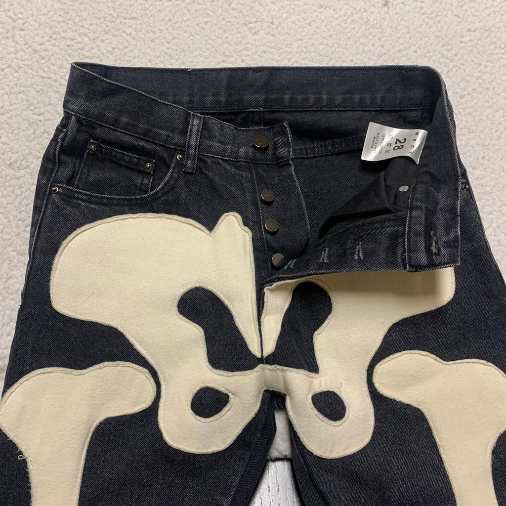 MNML Mens Sz 28 Black Skull Graphic Jeans