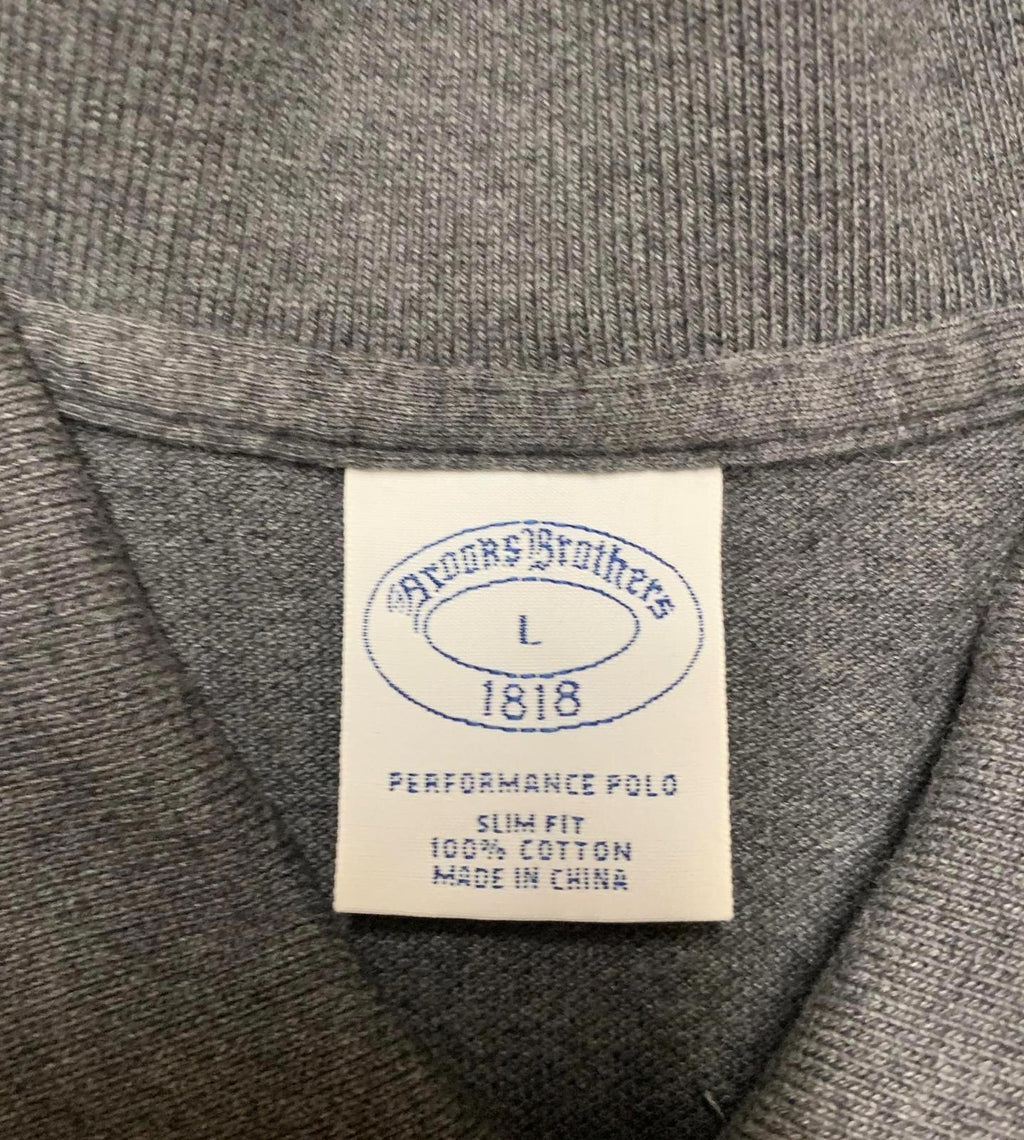 Brooks Brothers 1818 Men’s Size Large Gray Performance Polo Slim Fit Cotton