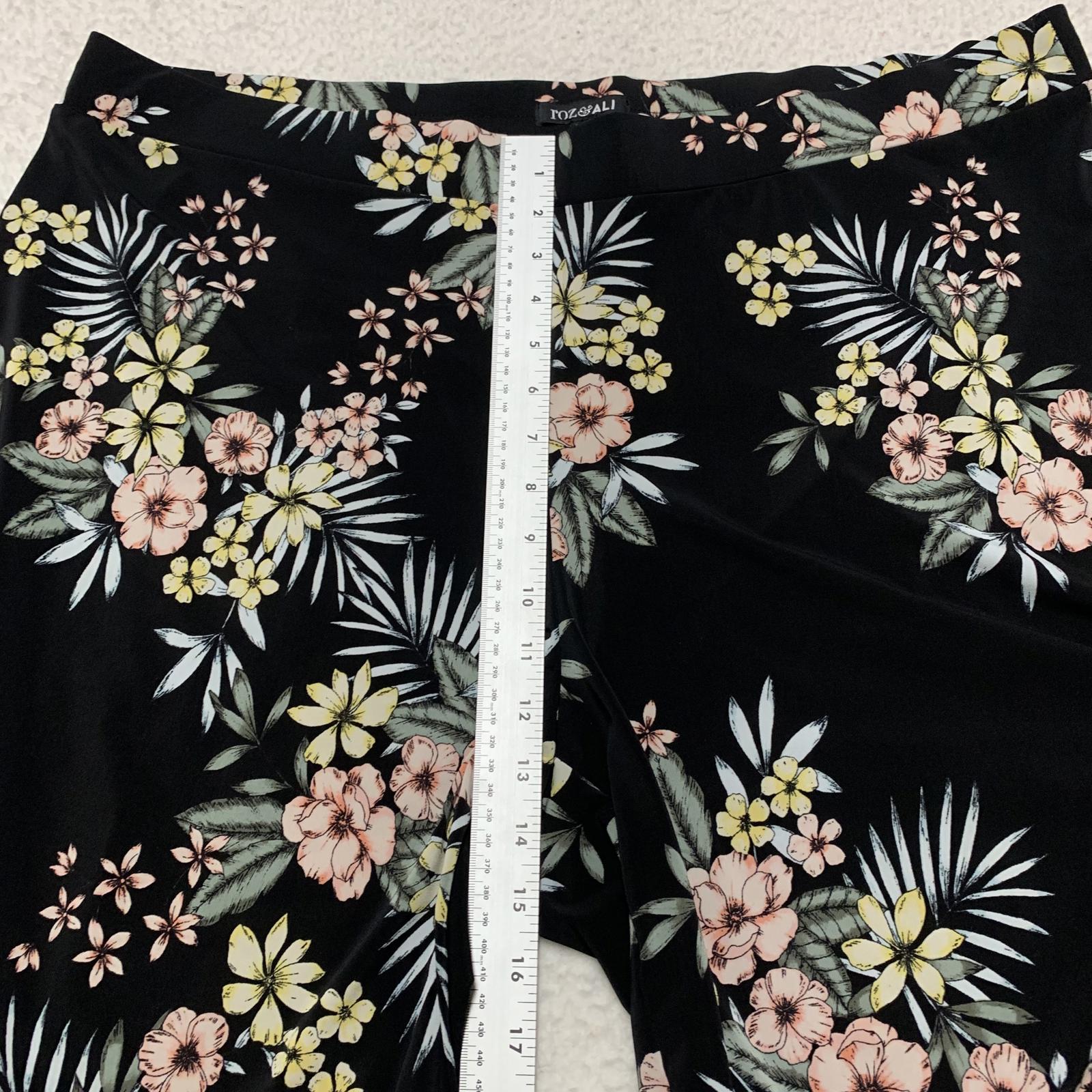 Roz & Ali Sz 3X Floral Print Wide Leg Pants Tropical Vibe W43X29 L