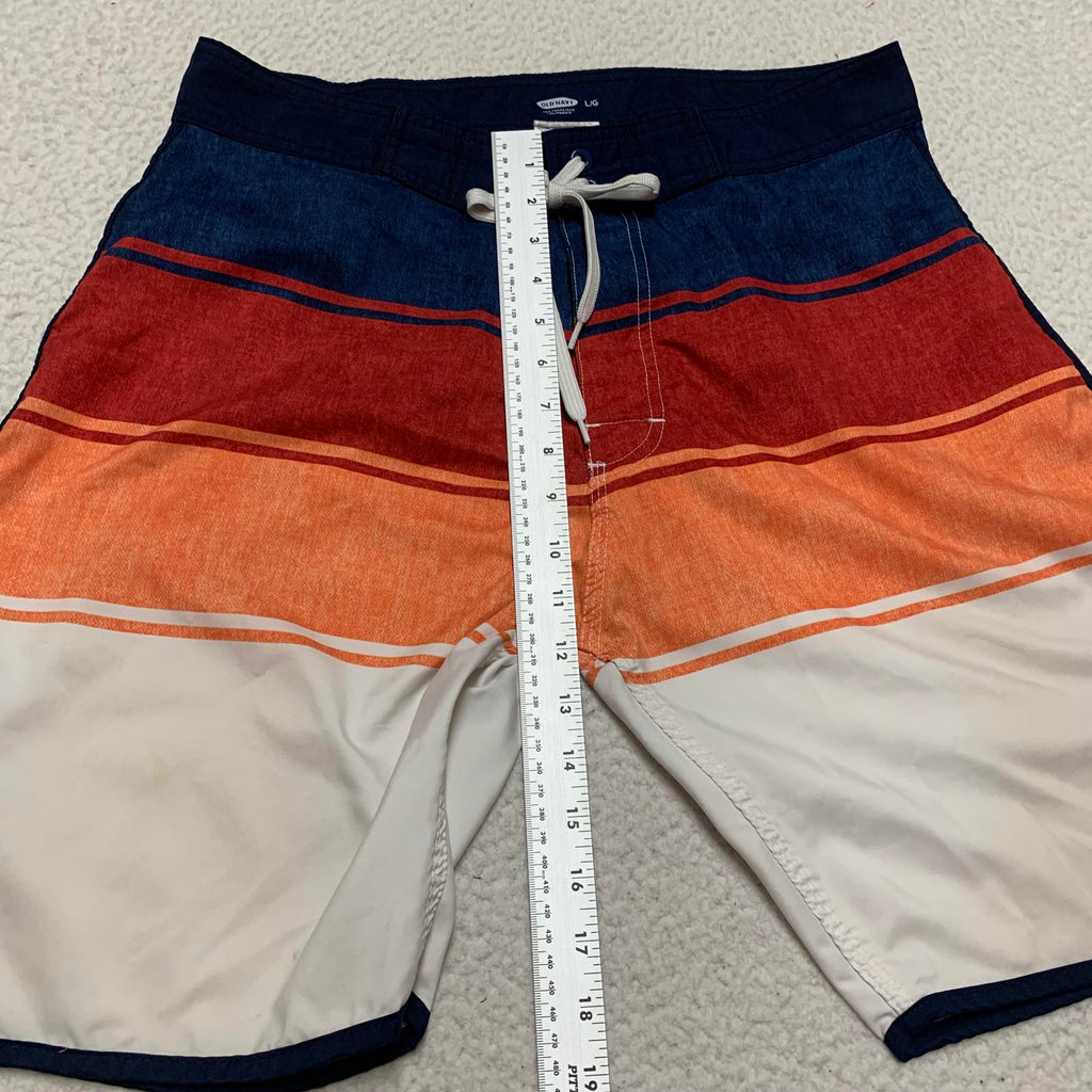 Old Navy Men's Size Large Colorblock Stripes Trunks Board Shorts Swimwear