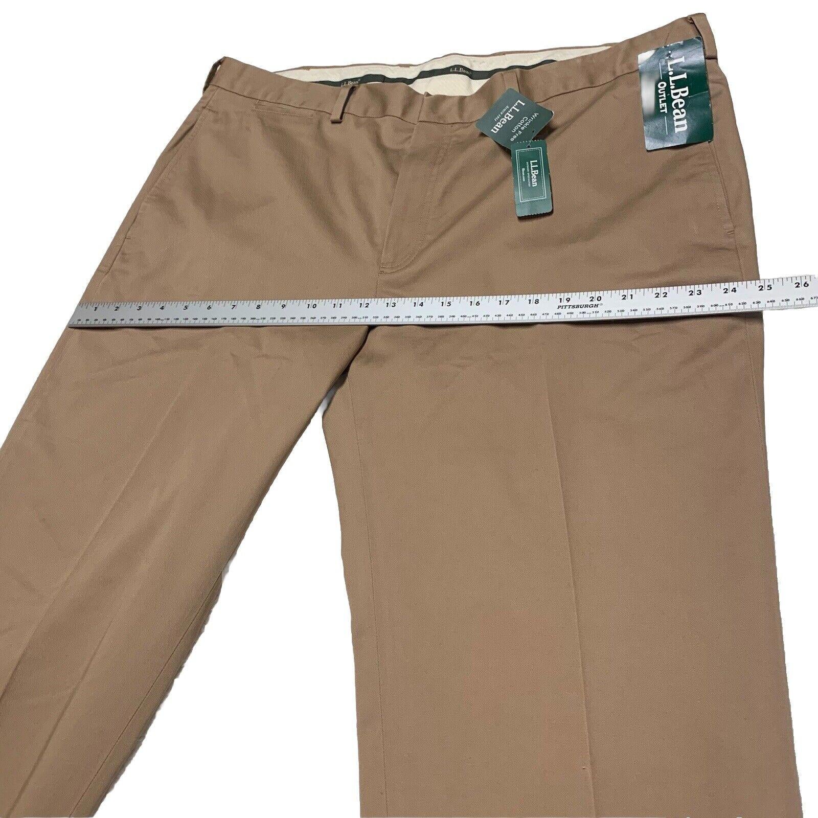 L.L. Bean Dress Slacks Chino Men's Sz 42 Wide Dark Khaki