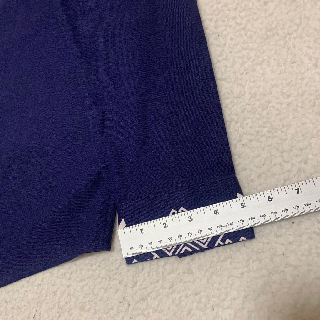Coofandy Men's Size XL Blue Long Sleeve Embroidered tunic Collar Shirt Cotton