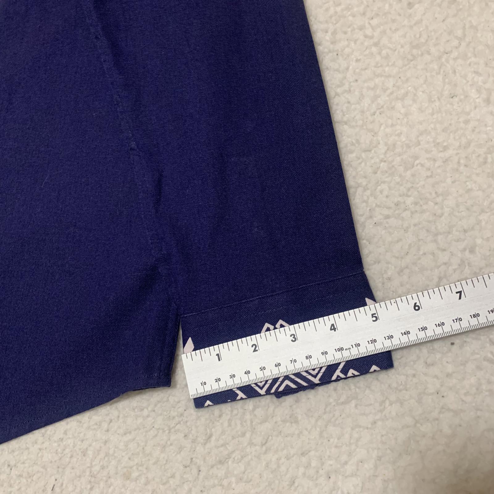 Coofandy Men's Size XL Blue Long Sleeve Embroidered tunic Collar Shirt Cotton
