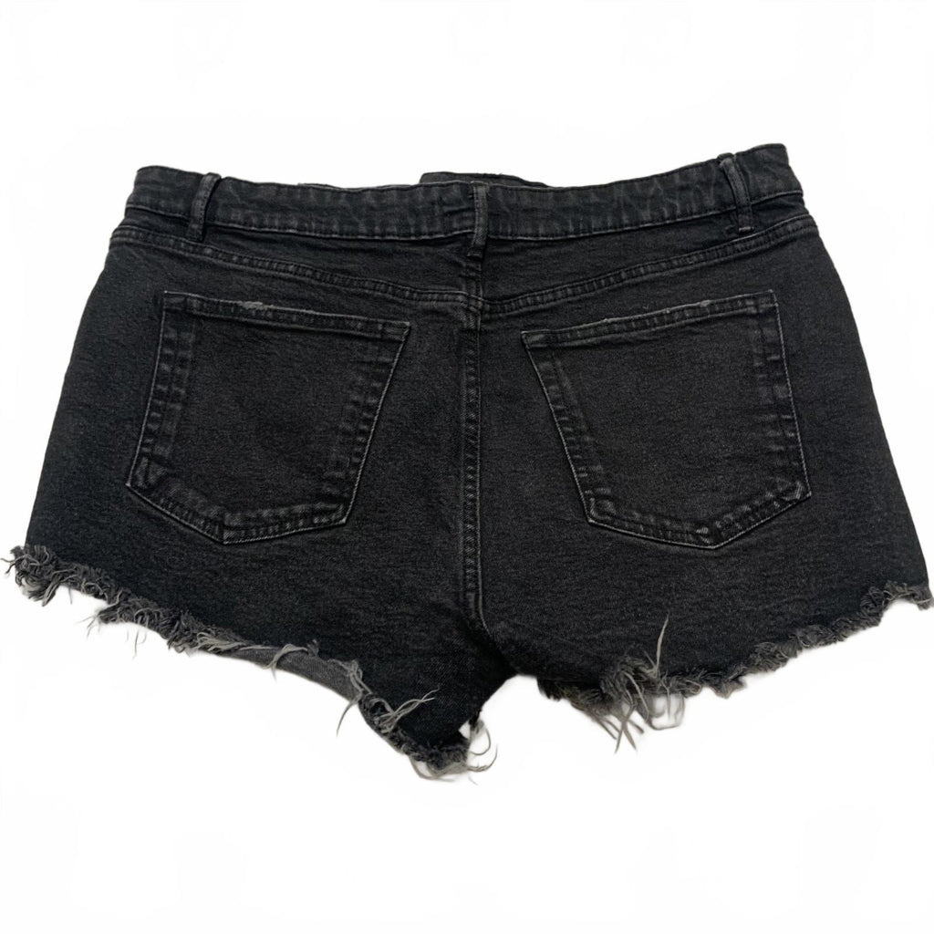 Zara Womens Sz 12 High-Rise Black Distressed Cutoff Denim Shorts Festival Grunge